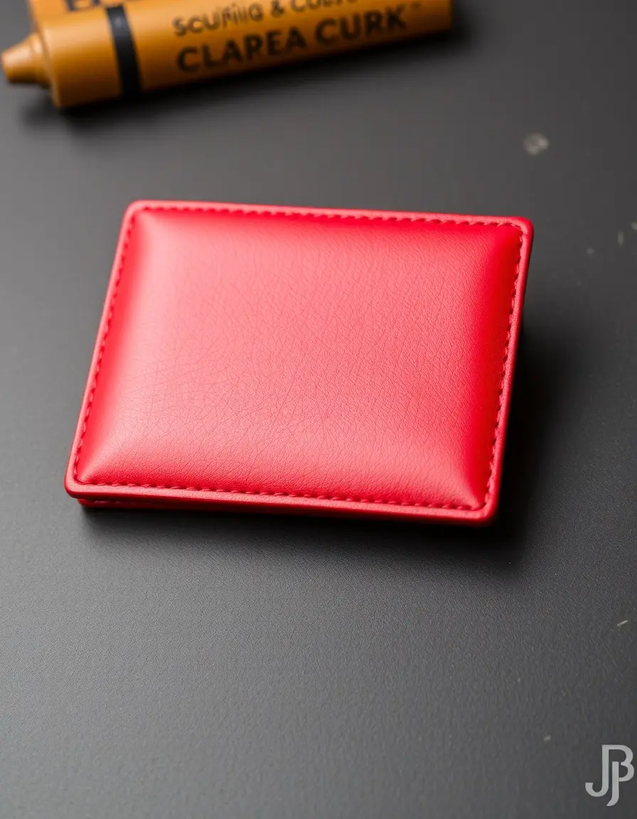 Porte-carte pliable en cuir rouge vif