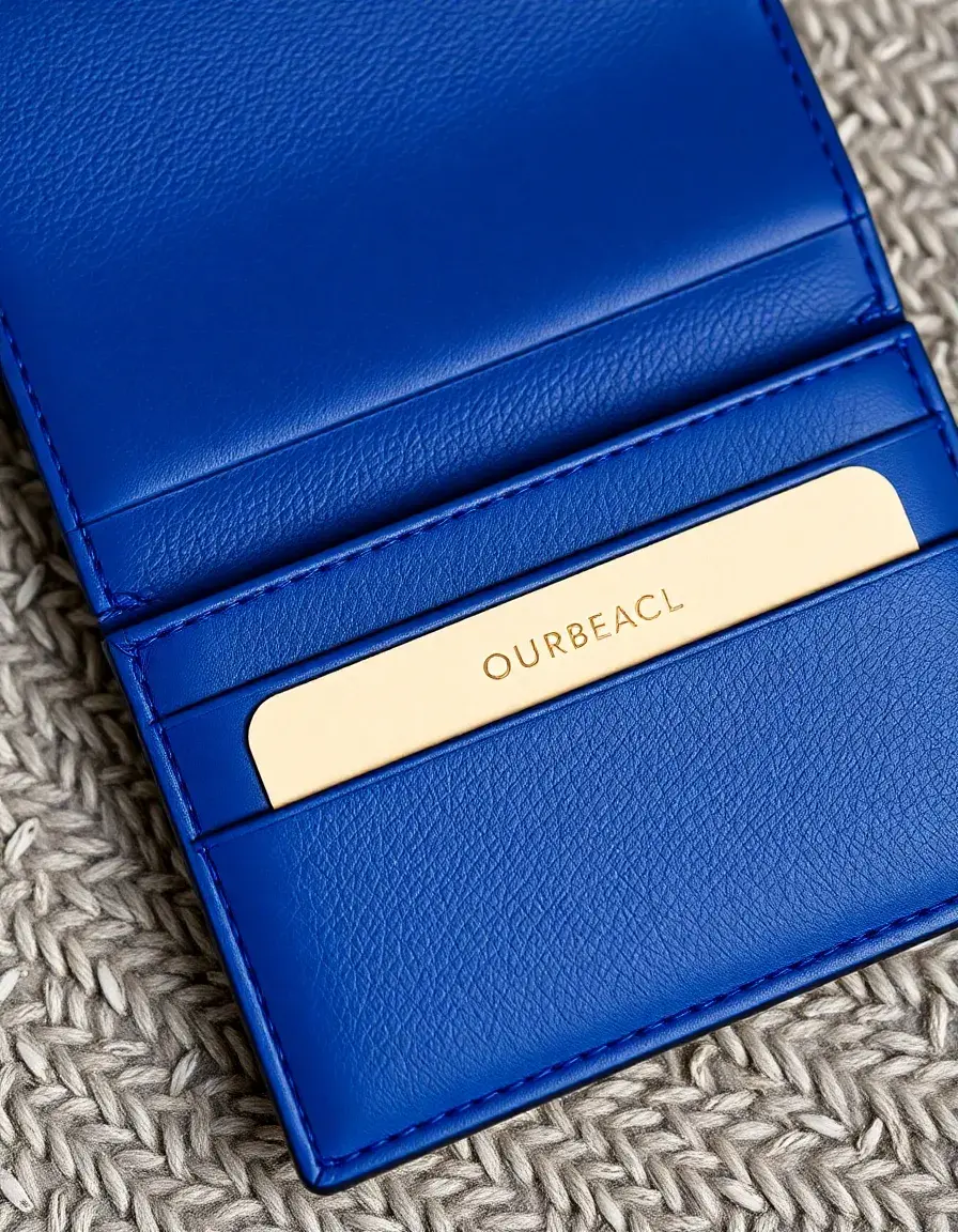 Organisateur de cartes multi-compartiments en cuir bleu