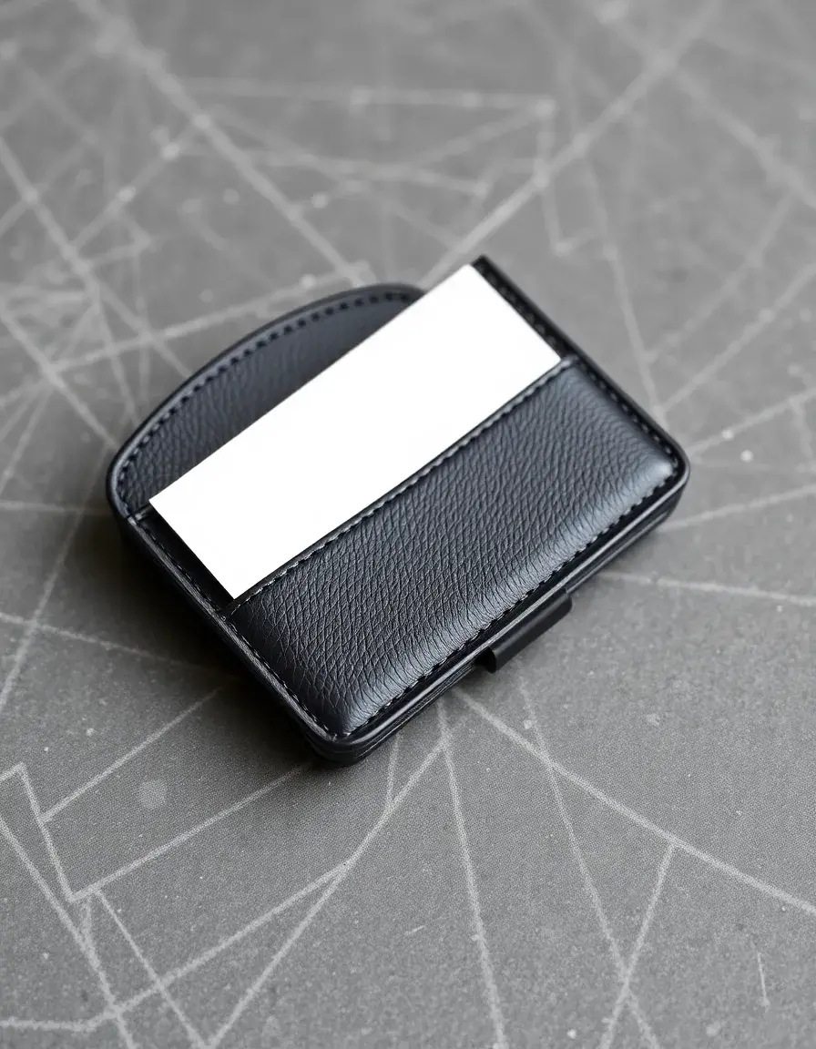 Porte-cartes de visite en cuir noir élégant