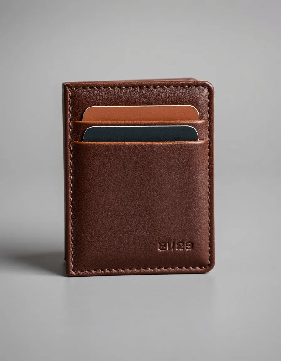 Petit portefeuille slim en cuir marron