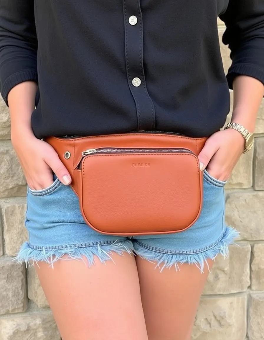 Petit sac banane cuir tan pour l'essentiel