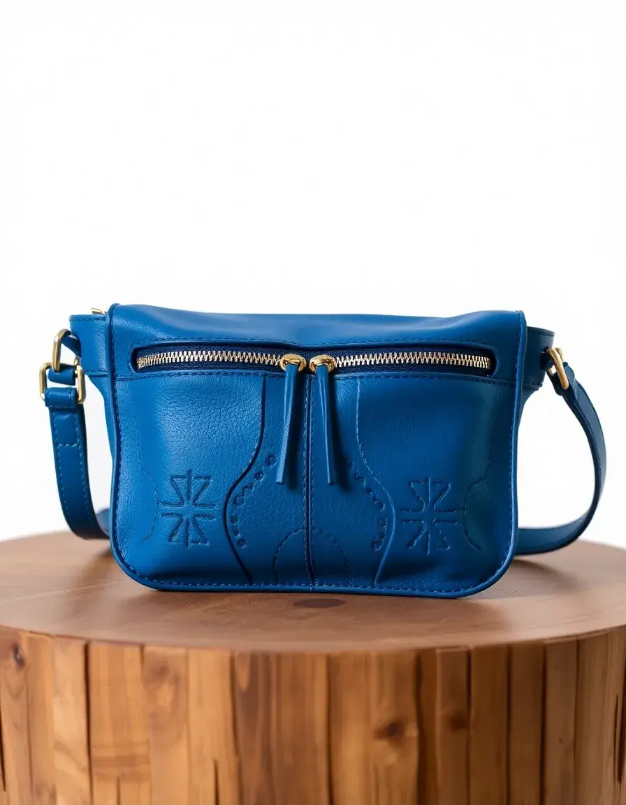 Sac banane convertible en cuir bleu