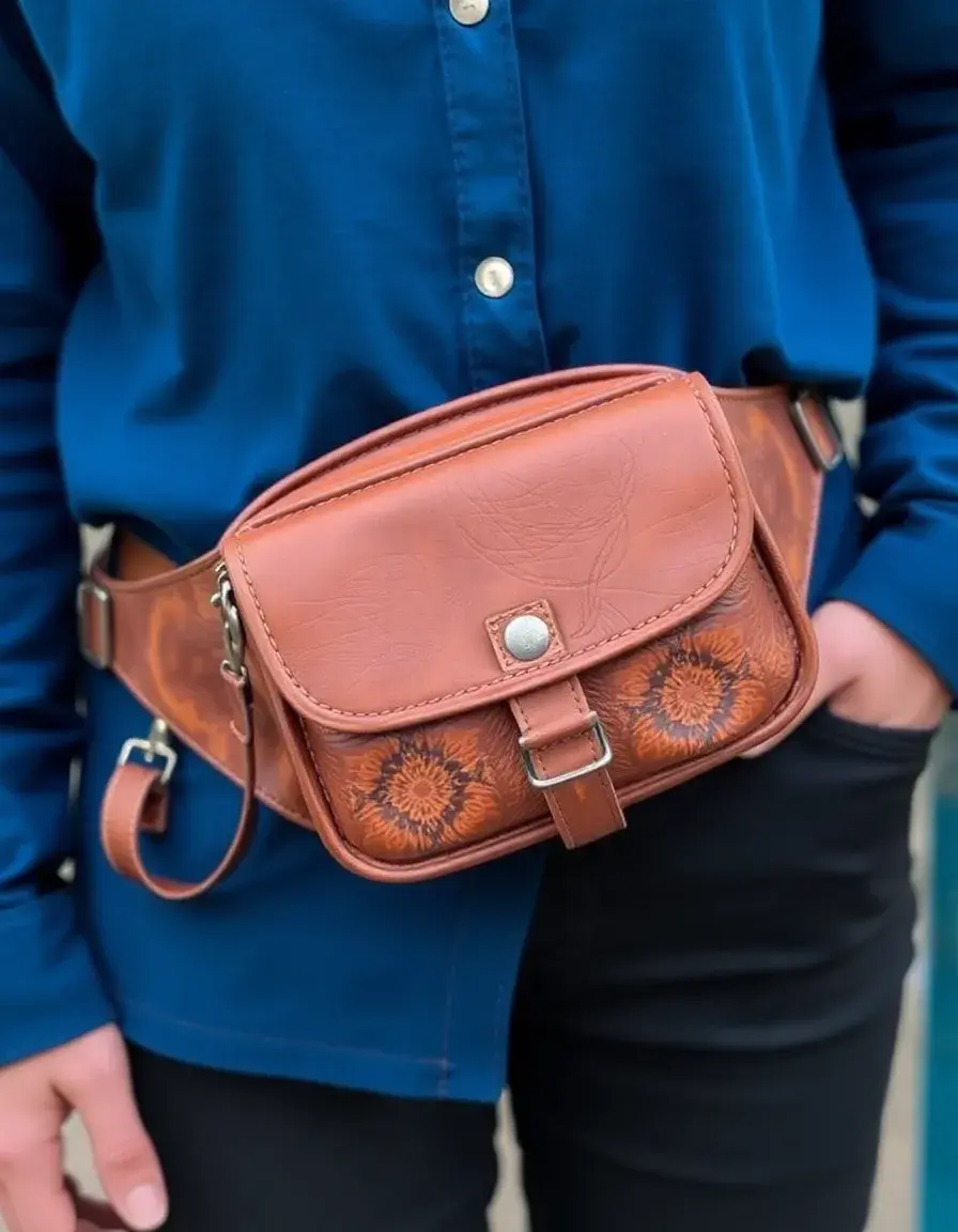 Sac banane cuir vintage aspect vieilli