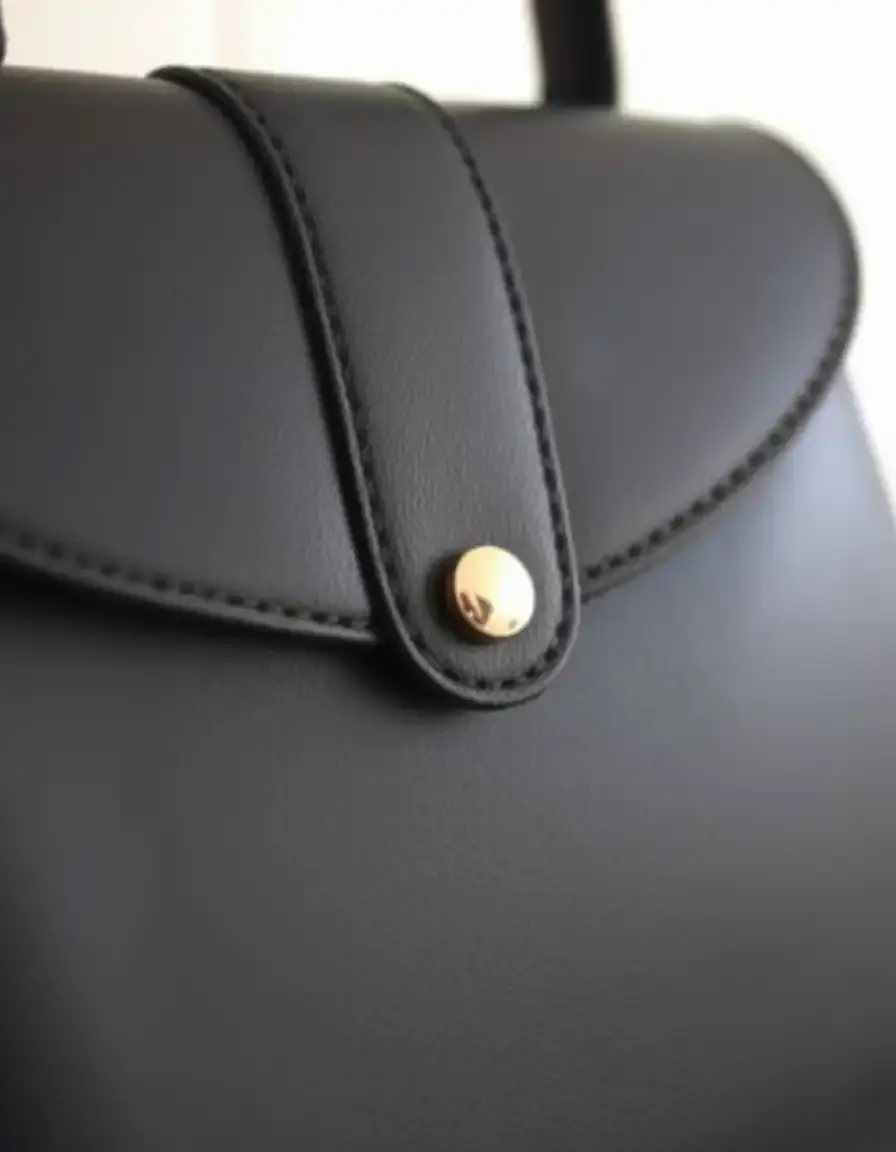 Sac en cuir noir avec rabat de fermeture