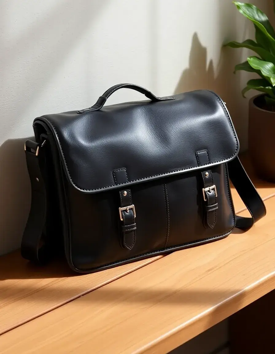 Sac messenger homme cuir noir style professionnel
