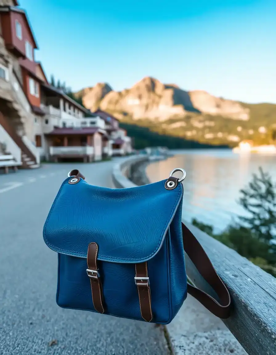 Sac sling cuir bleu pour voyageur