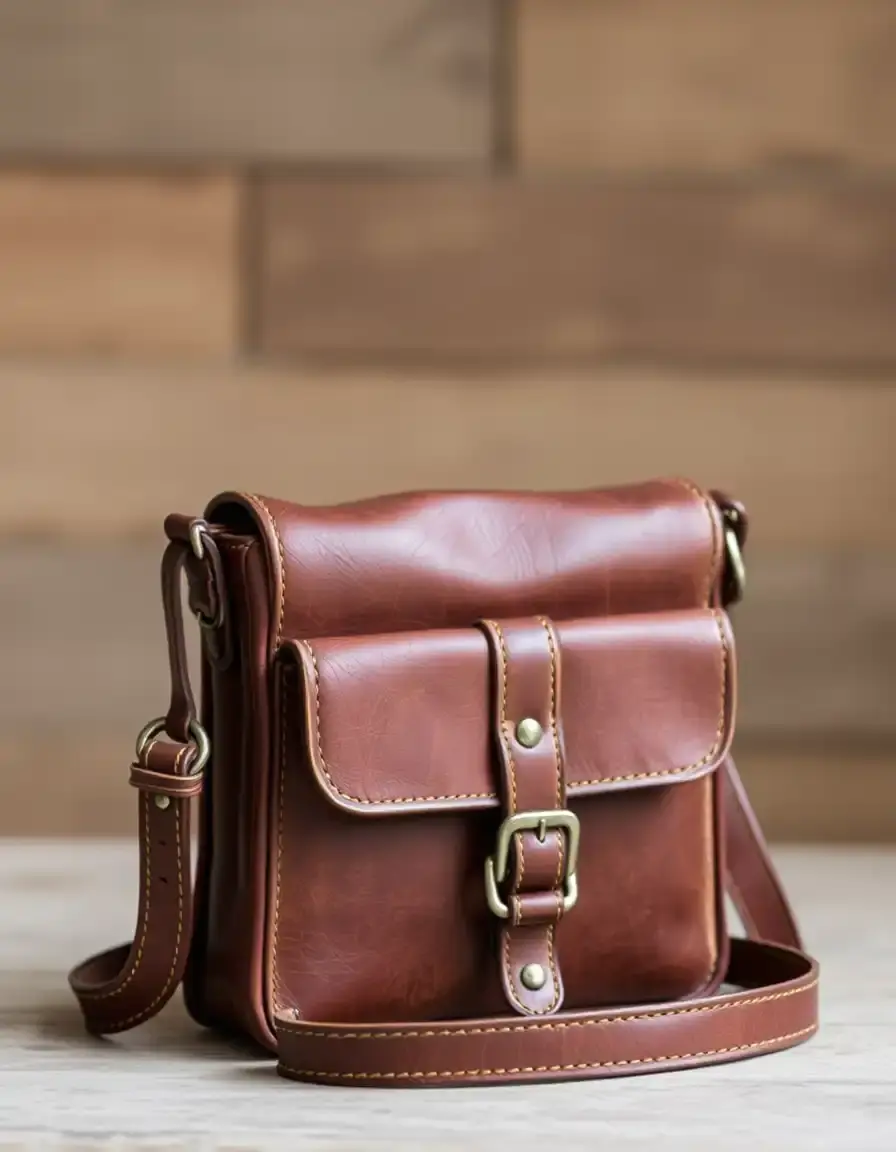 Sac cuir vintage marron vieilli