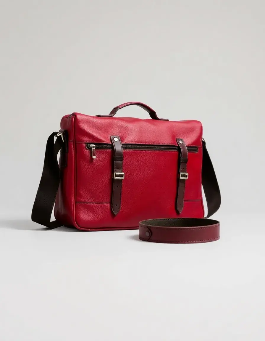Messenger bag cuir rouge dynamique