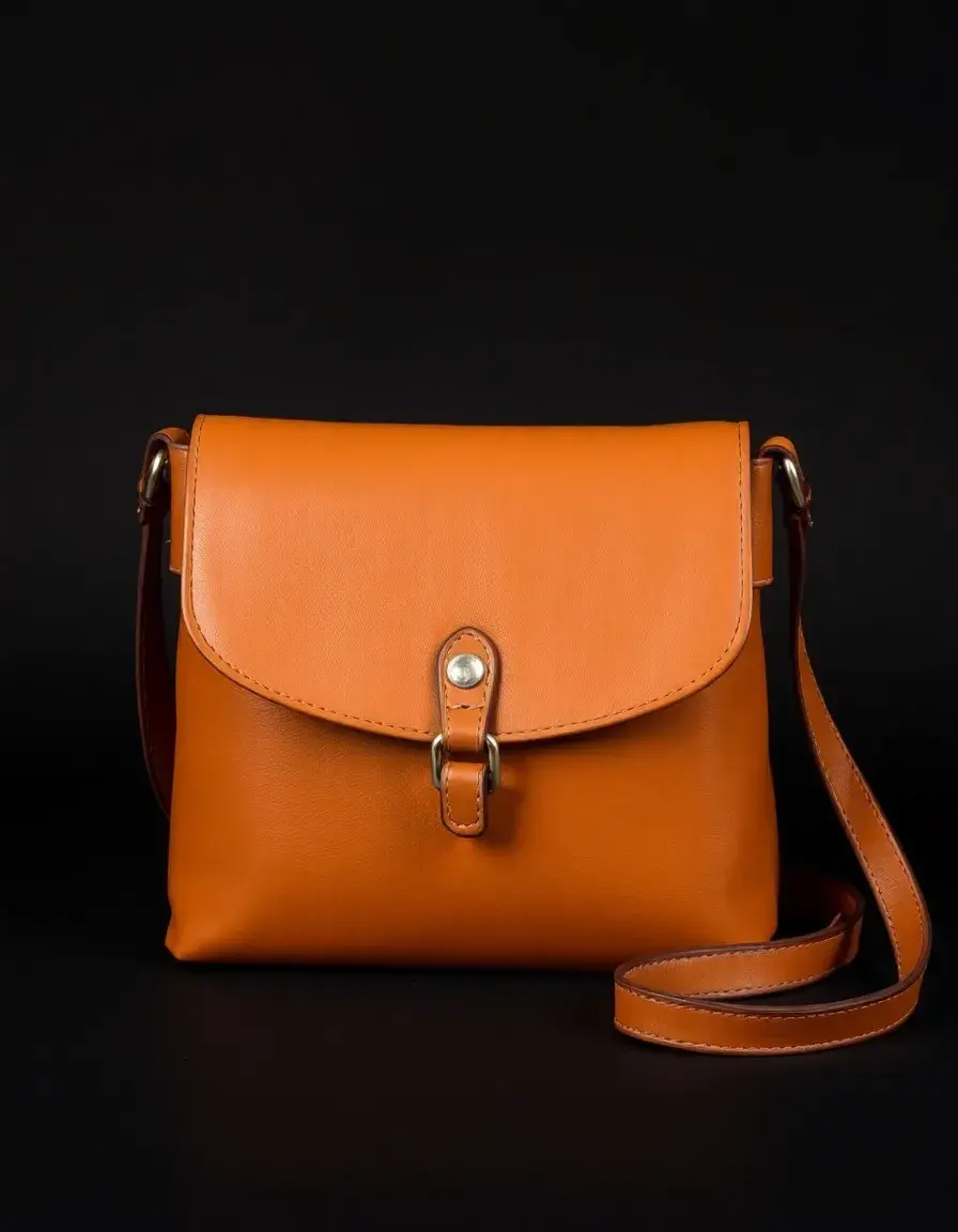 Sac sling en cuir de couleur fauve pour femme