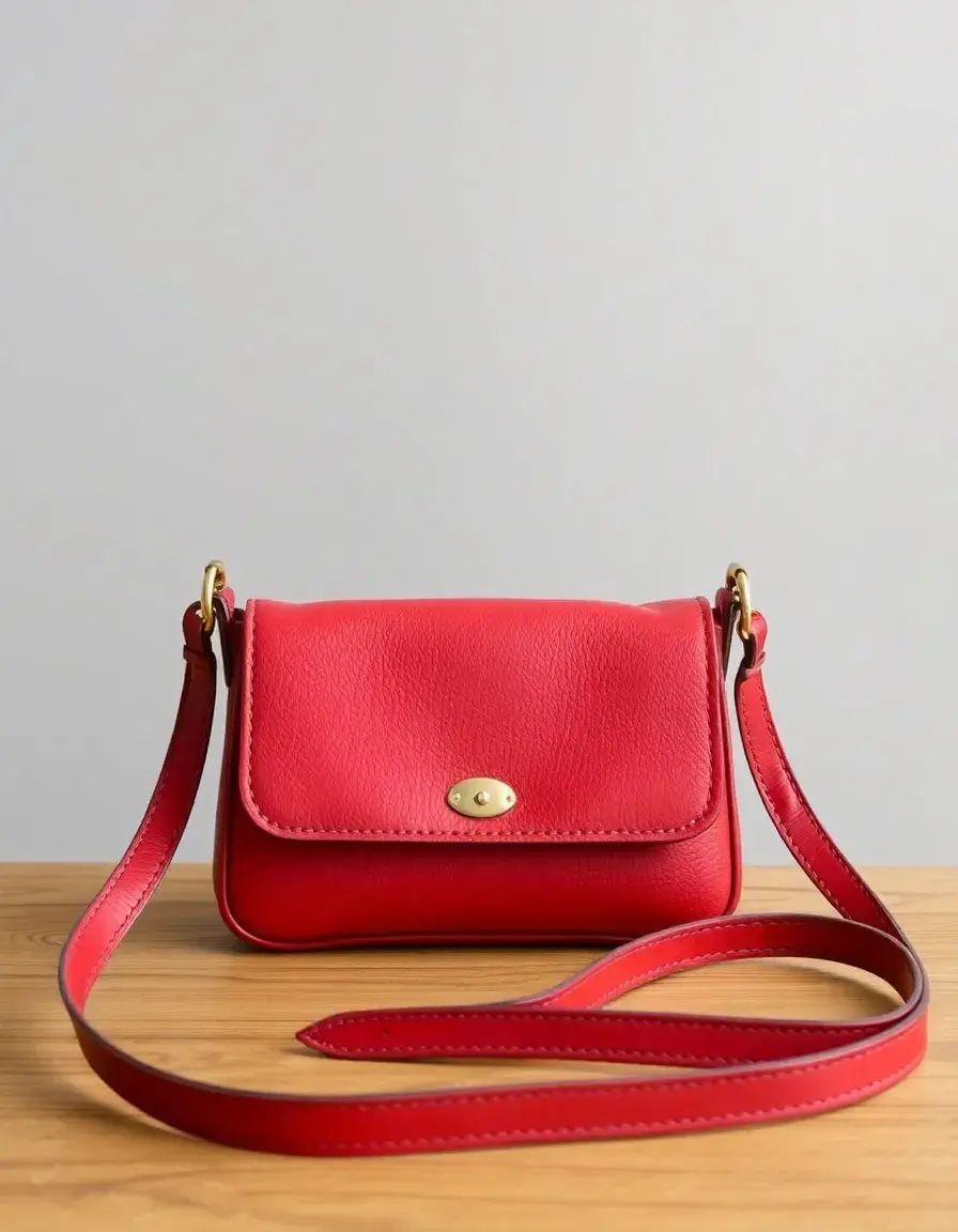 Petit sac bandoulière en cuir rouge vif