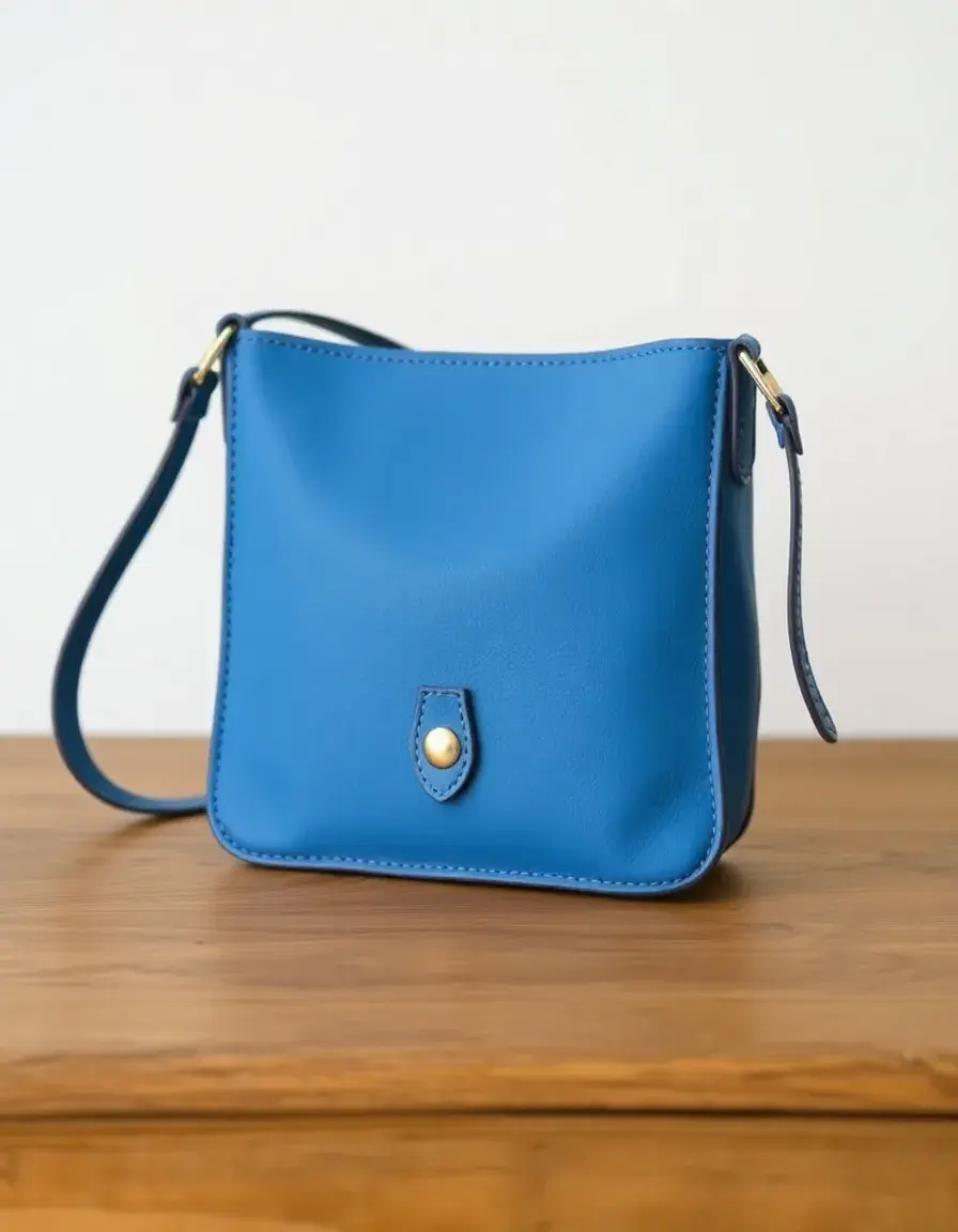 Mini sac bandoulière cuir bleu ciel