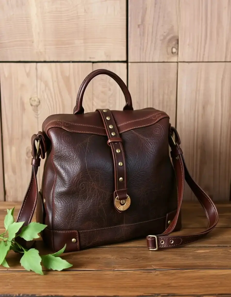 Sac cuir vintage bandoulière aspect vieilli