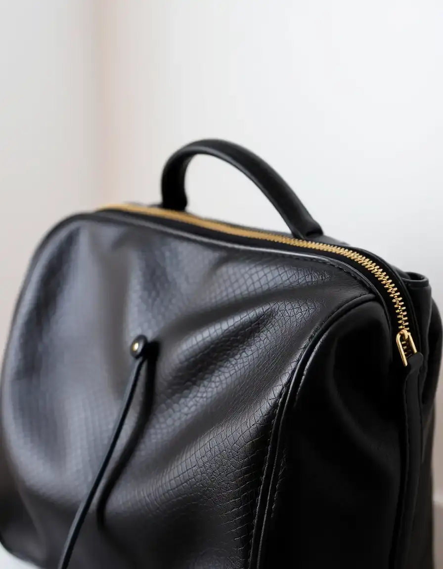 Sac cuir bandoulière noir avec fermeture éclair sécurisée