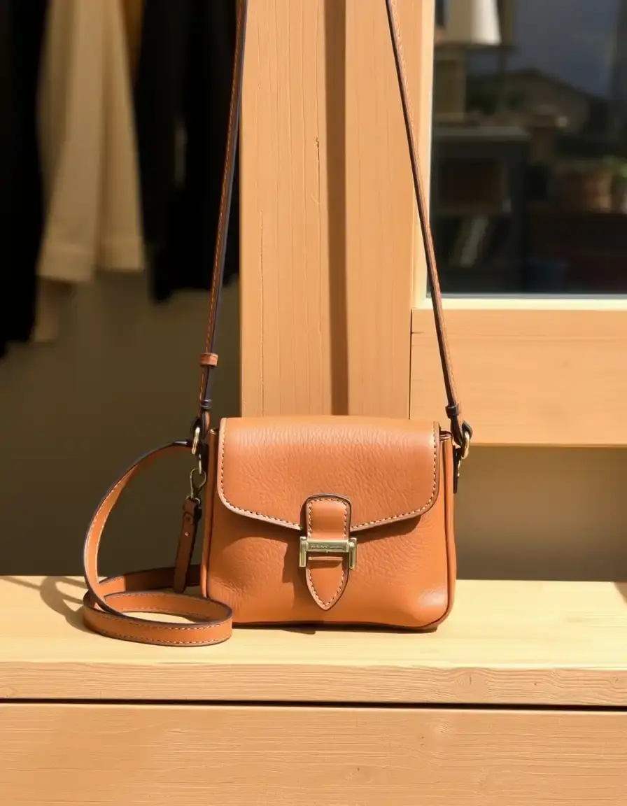 Petit sac bandoulière cuir fauve femme