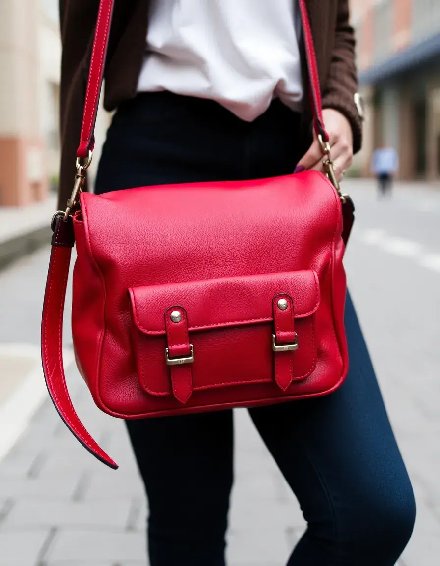 Sac messenger cuir rouge pour femme