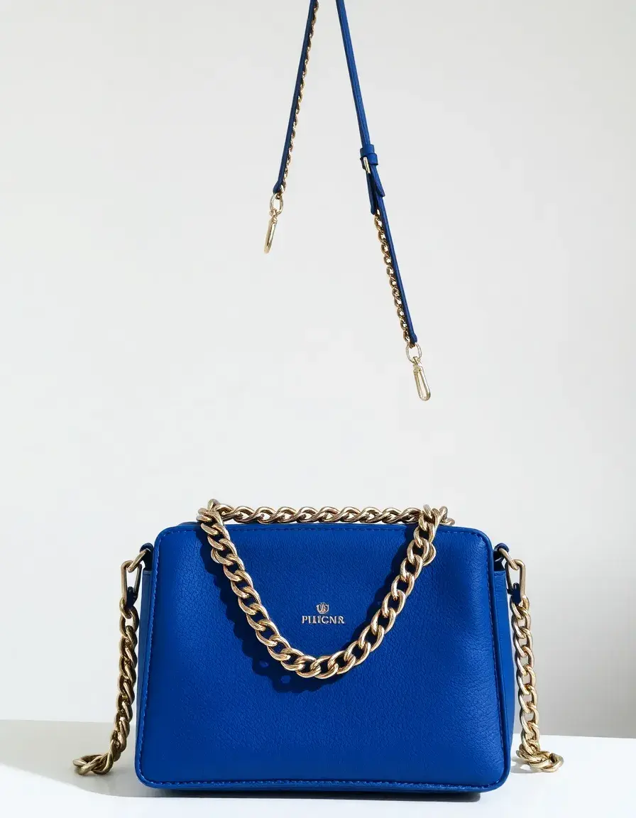 Sac cuir bleu femme bandoulière chaîne