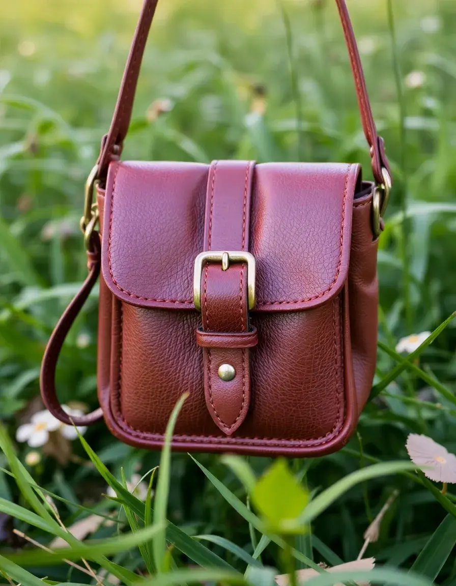 Sac besace en cuir marron avec boucle ajustable