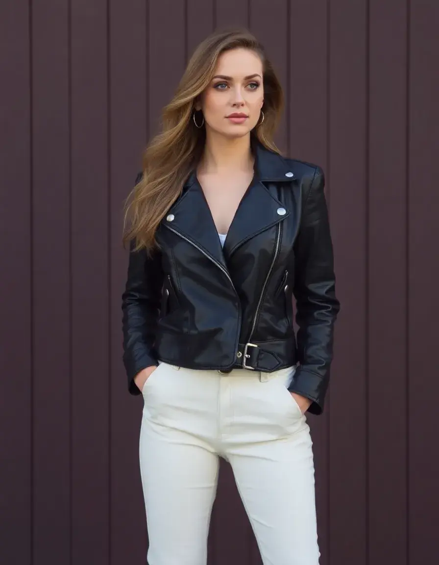 blouson cuir femme noir coupe classique style intemporel