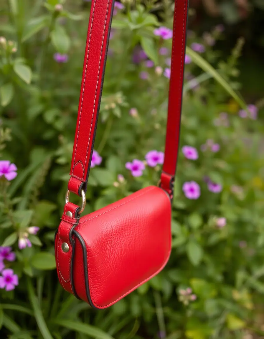 Sac bandoulière en cuir rouge avec détails mode