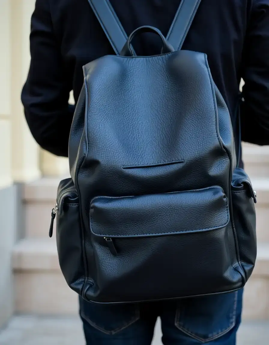 Sac à dos en cuir noir pour homme style urbain
