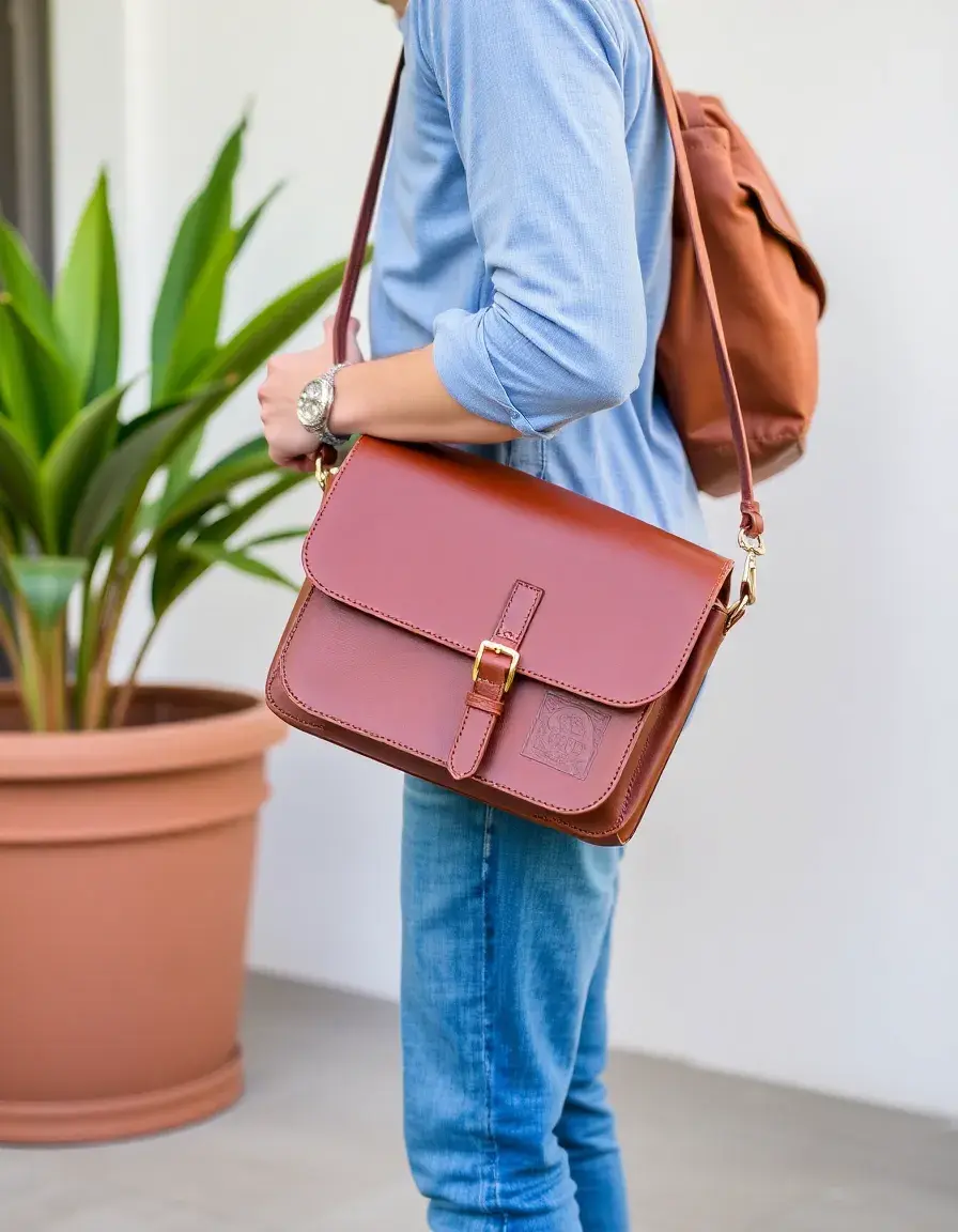 Sac messager en cuir marron vintage pour homme