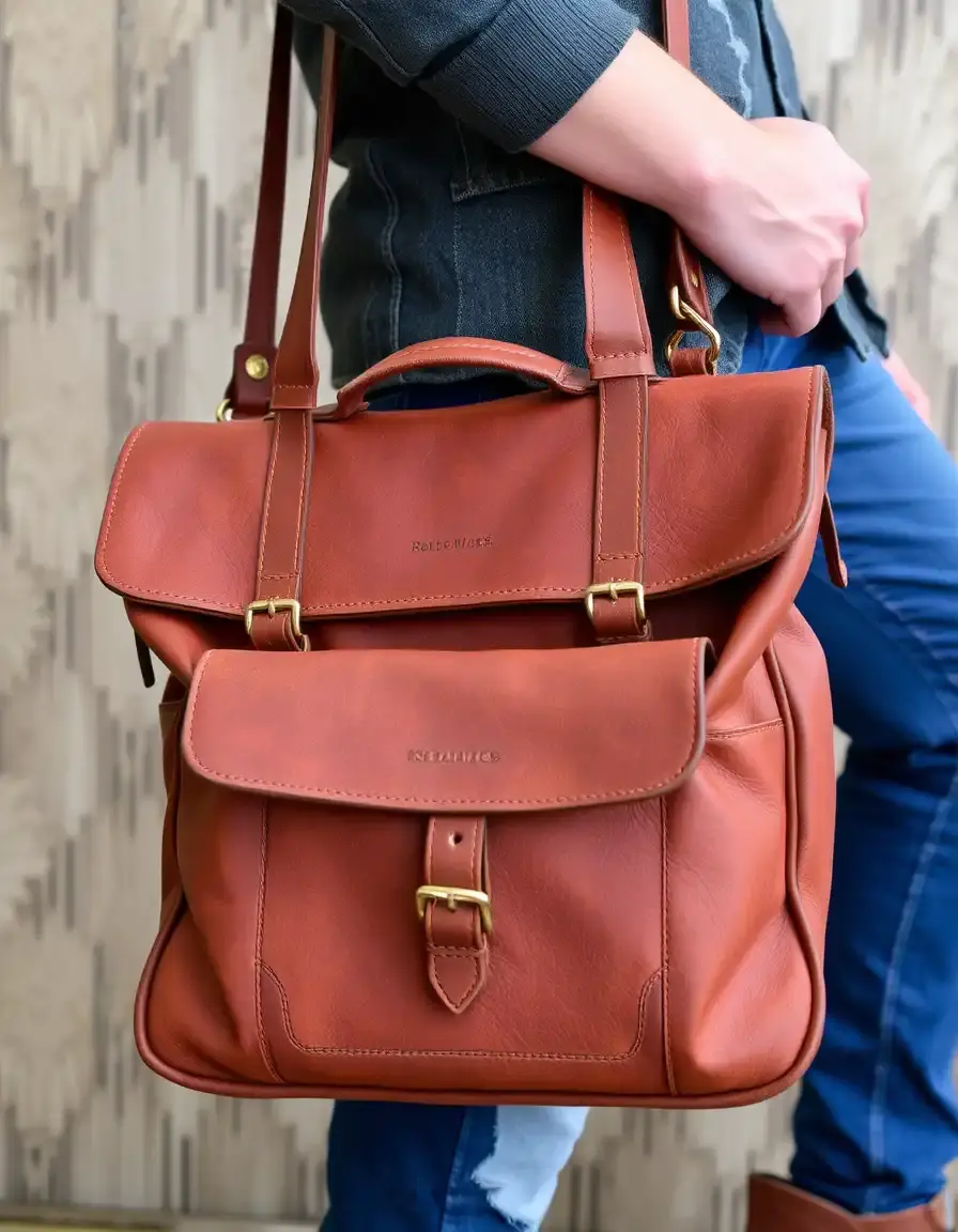 Besace vintage en cuir vieilli marron
