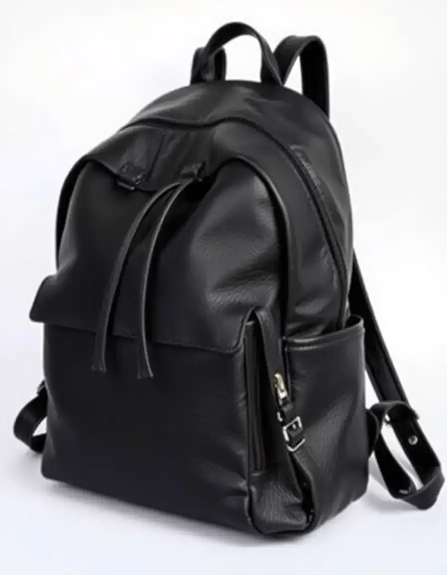 Sac à dos moderne en cuir noir pour homme et femme
