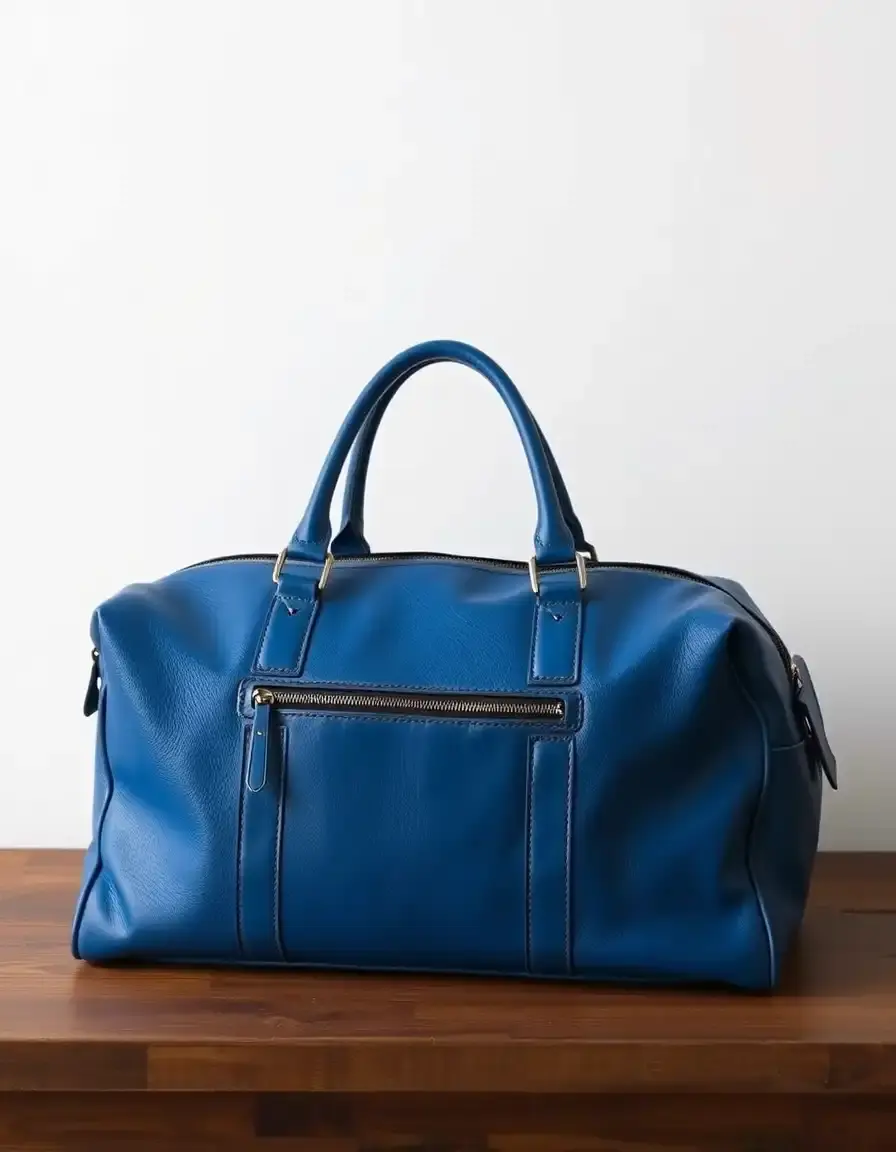 Sac de sport homme cuir bleu duffel bag