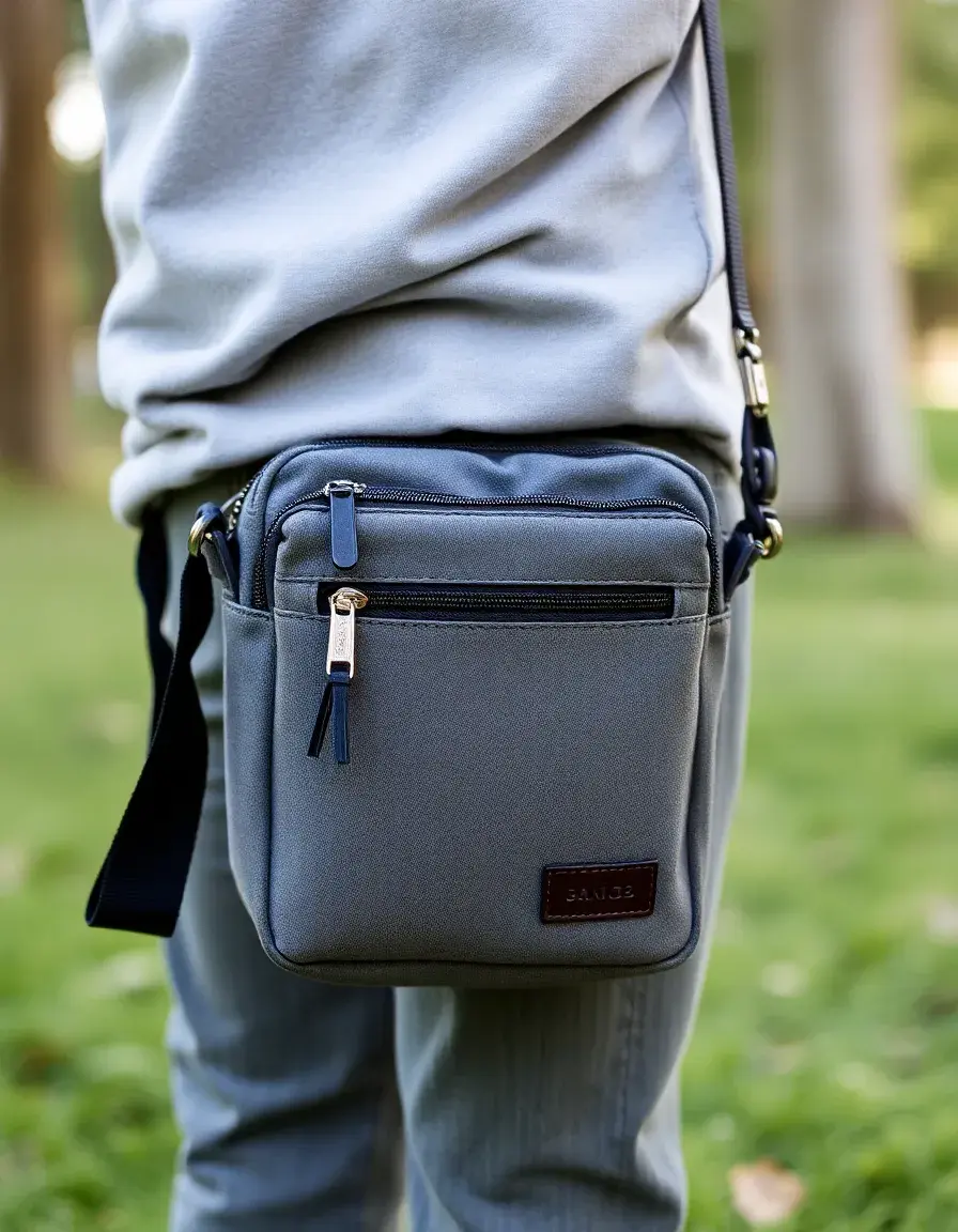 Petit sac bandoulière homme cuir gris