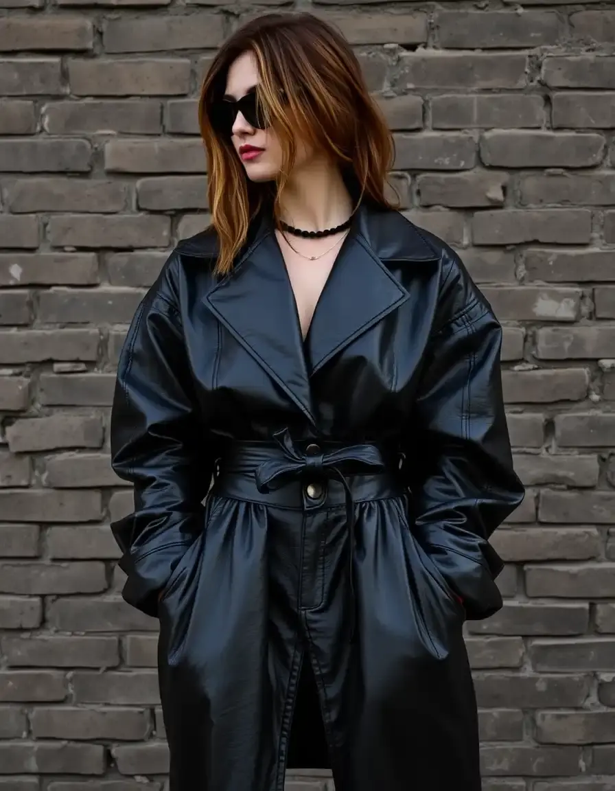 Grand sac bandoulière en cuir noir format XL pour femme