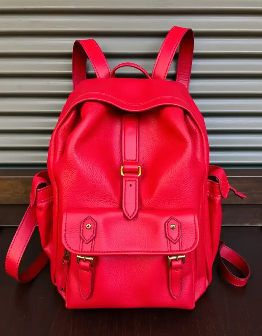 Sac à dos en cuir rouge élégant