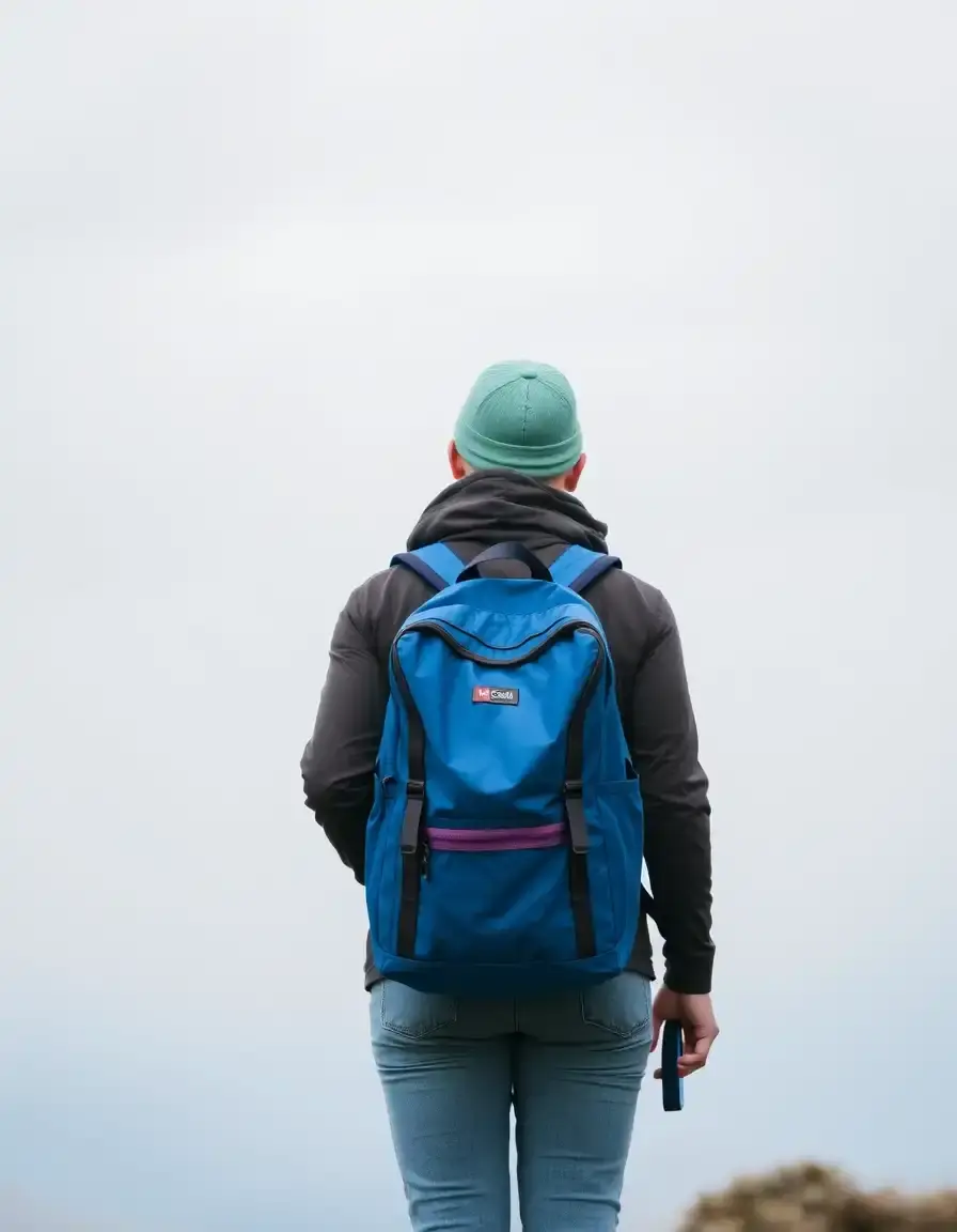 Sac à dos de voyage en cuir bleu marine