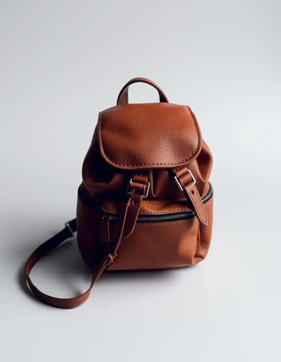 Mini sac à dos en cuir marron pour femme