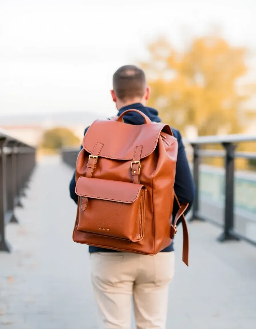 Sac à dos cuir femme élégant couleur tan