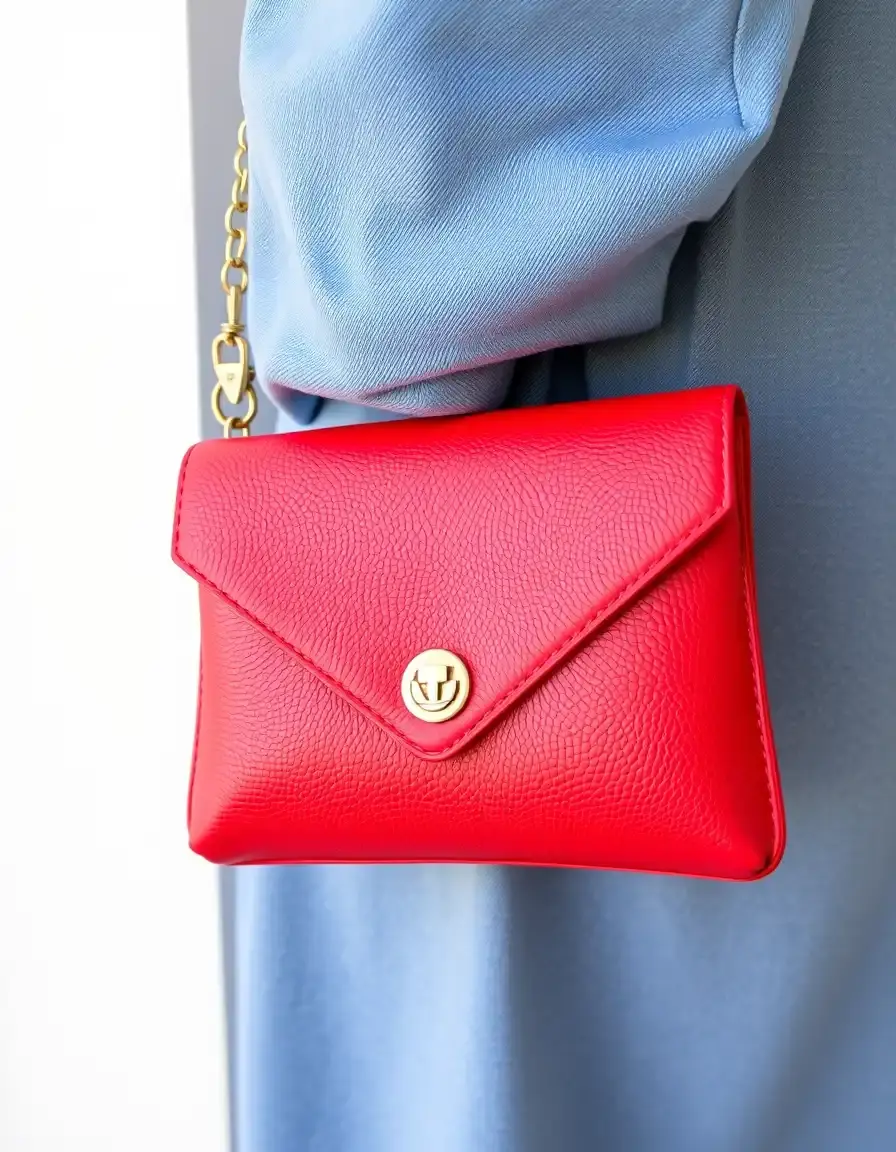 Pochette en cuir rouge élégante pour soirée