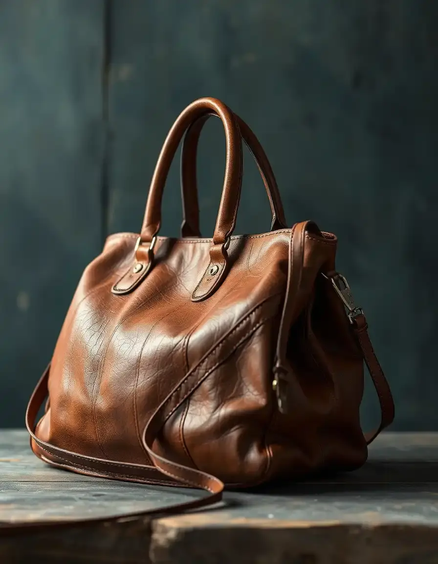 Sac à main cuir vintage aspect usé