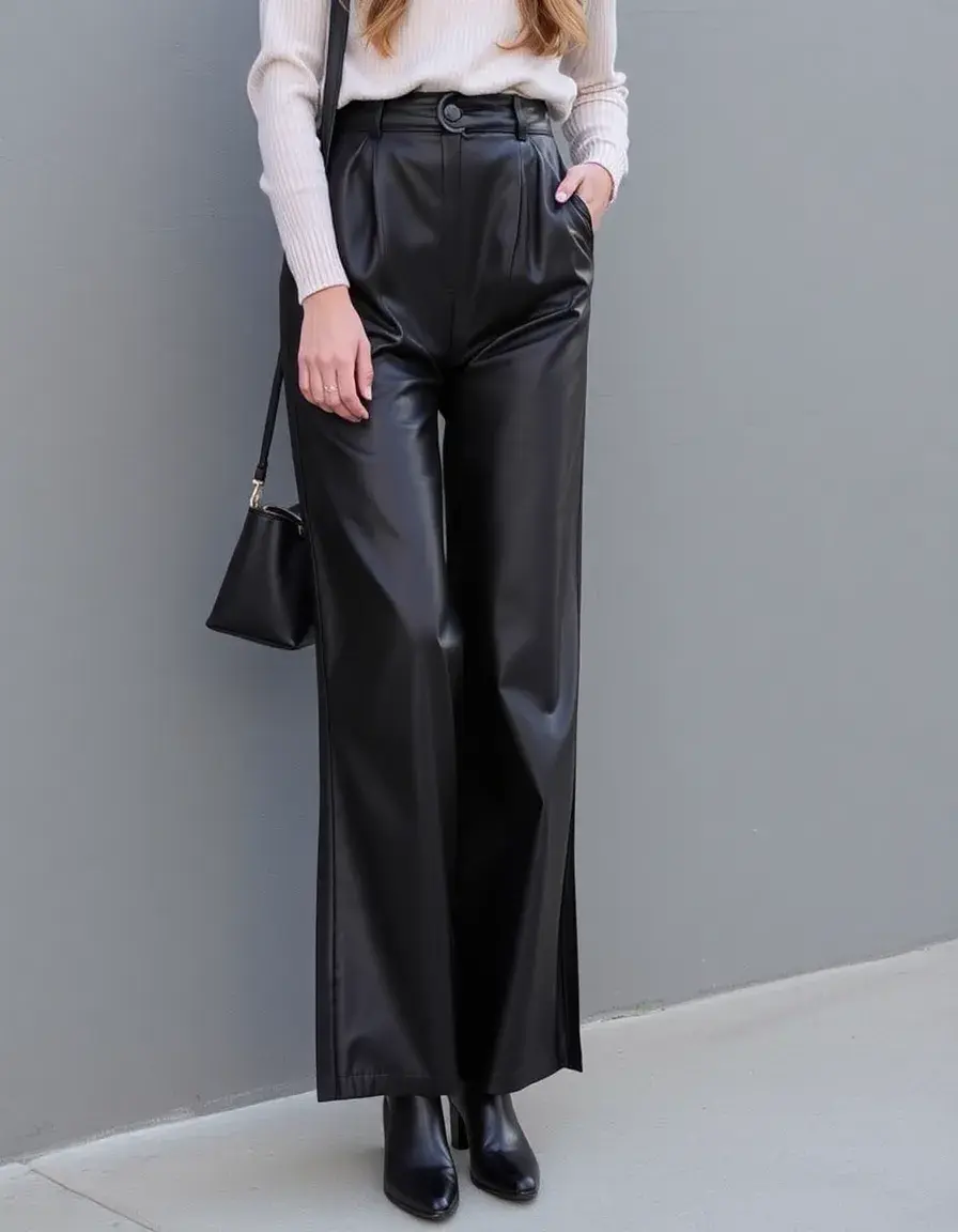 Jupe-culotte en cuir pour femme