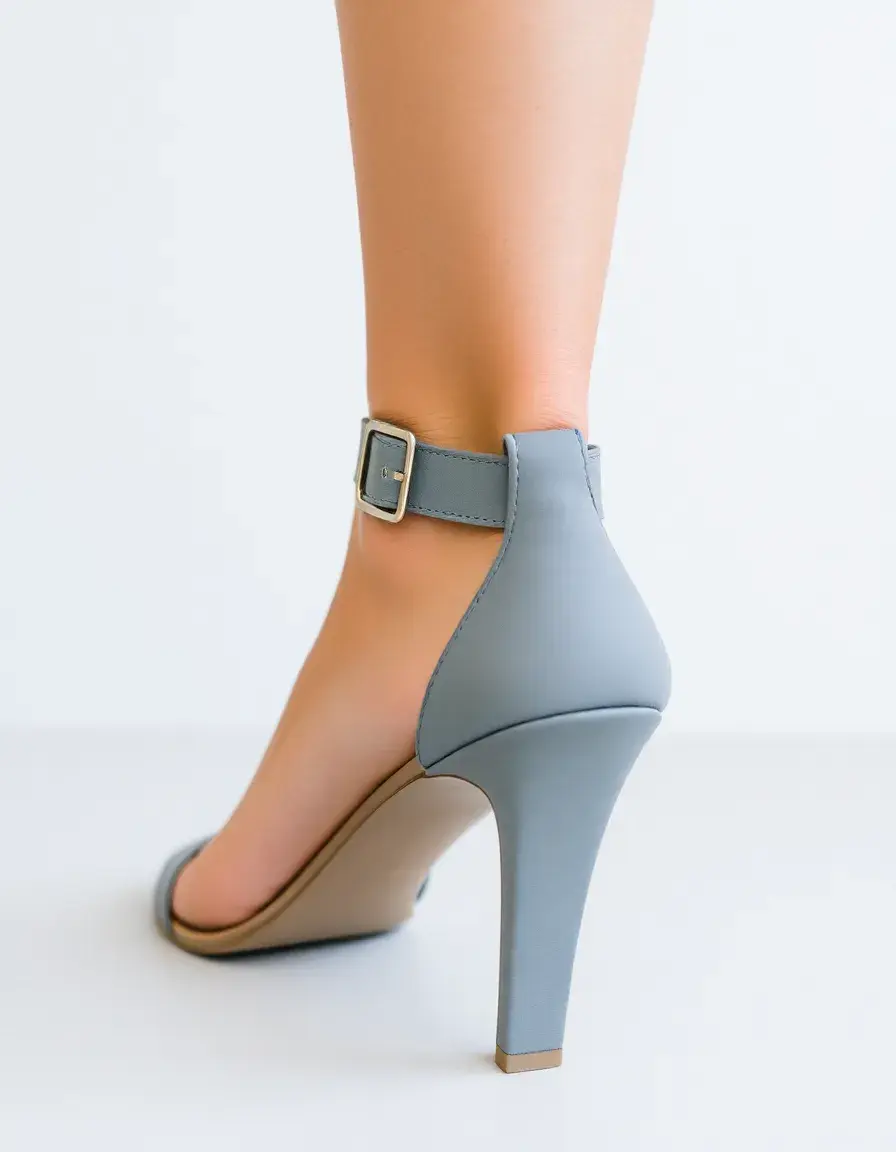 Sandales cuir gris avec bride cheville