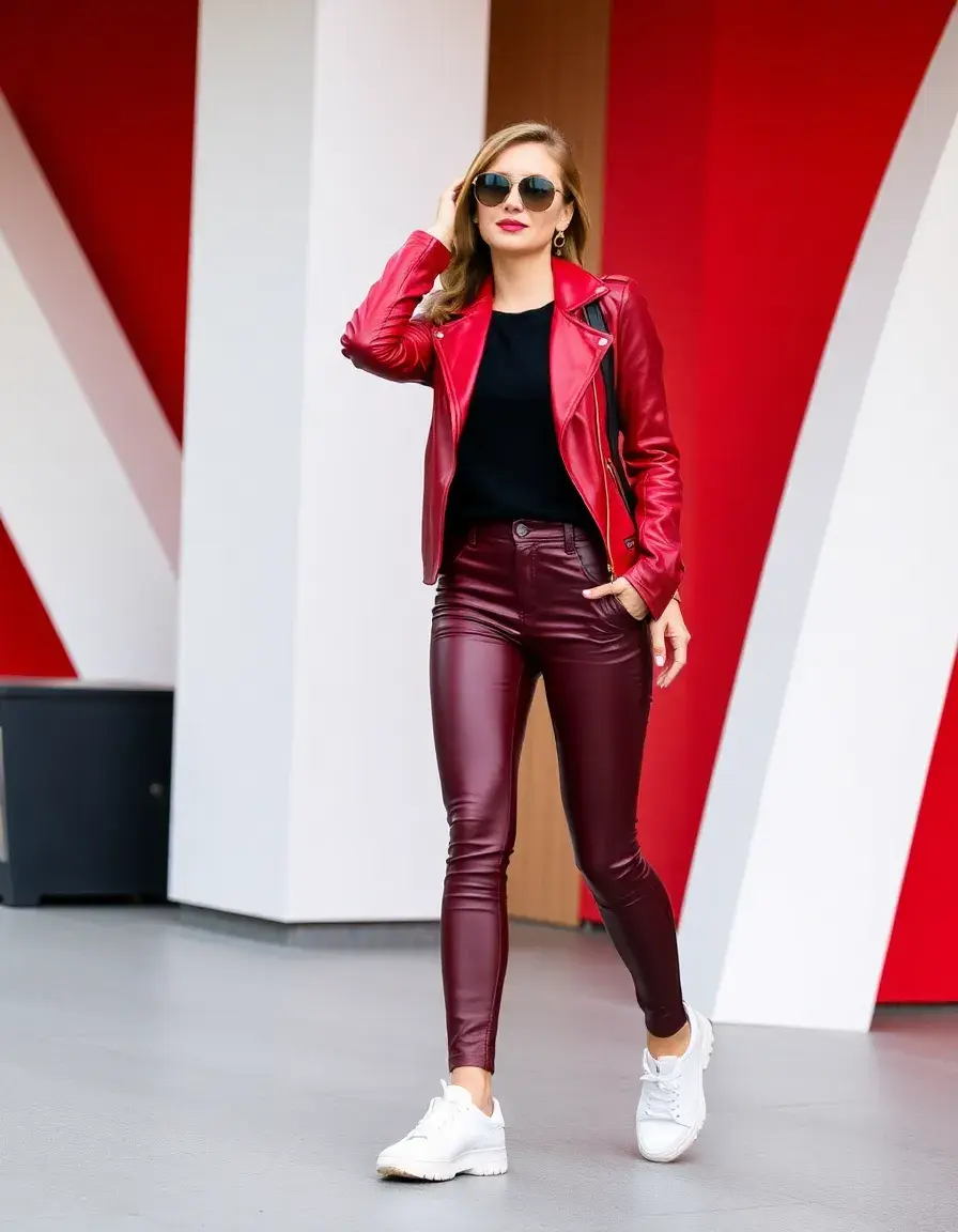 Sandales sportives femme cuir rouge