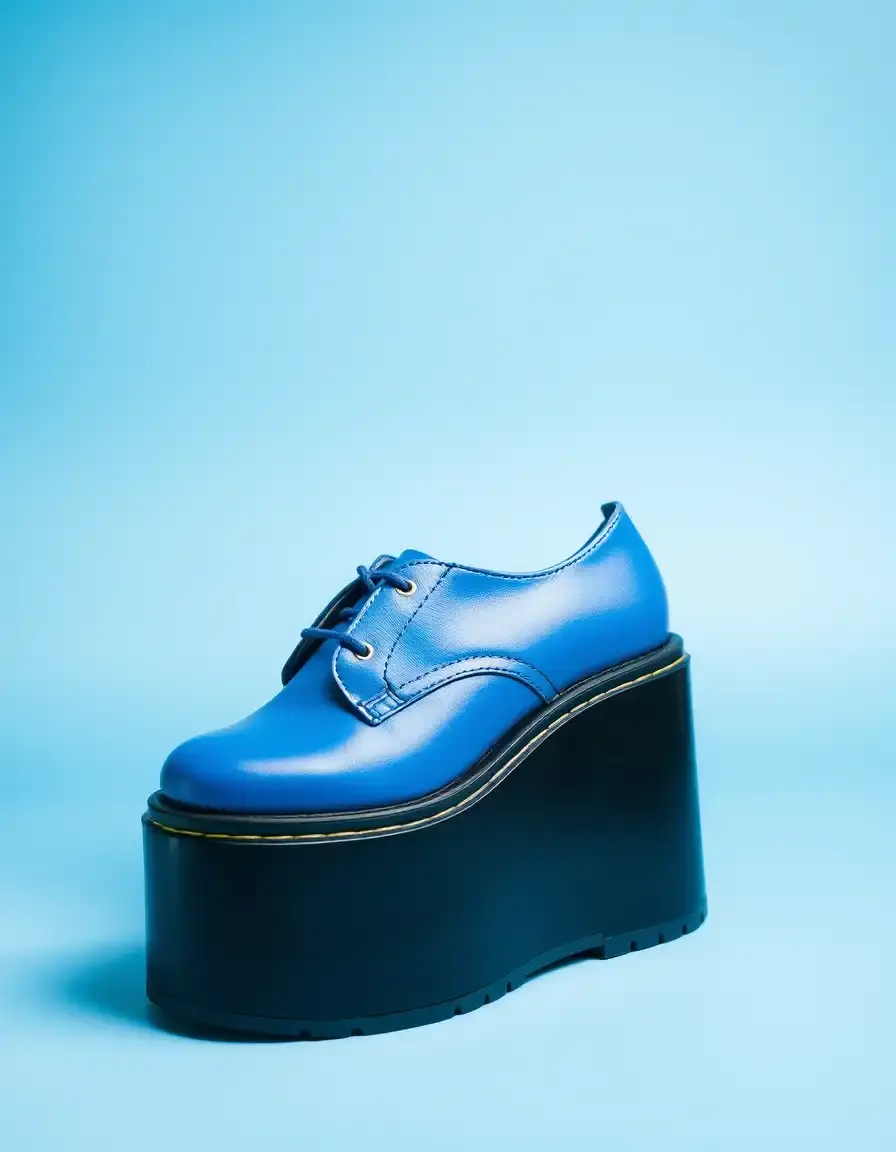 Sandales plateforme femme cuir bleu