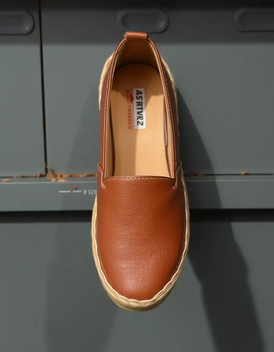 Espadrilles en cuir marron avec semelle corde