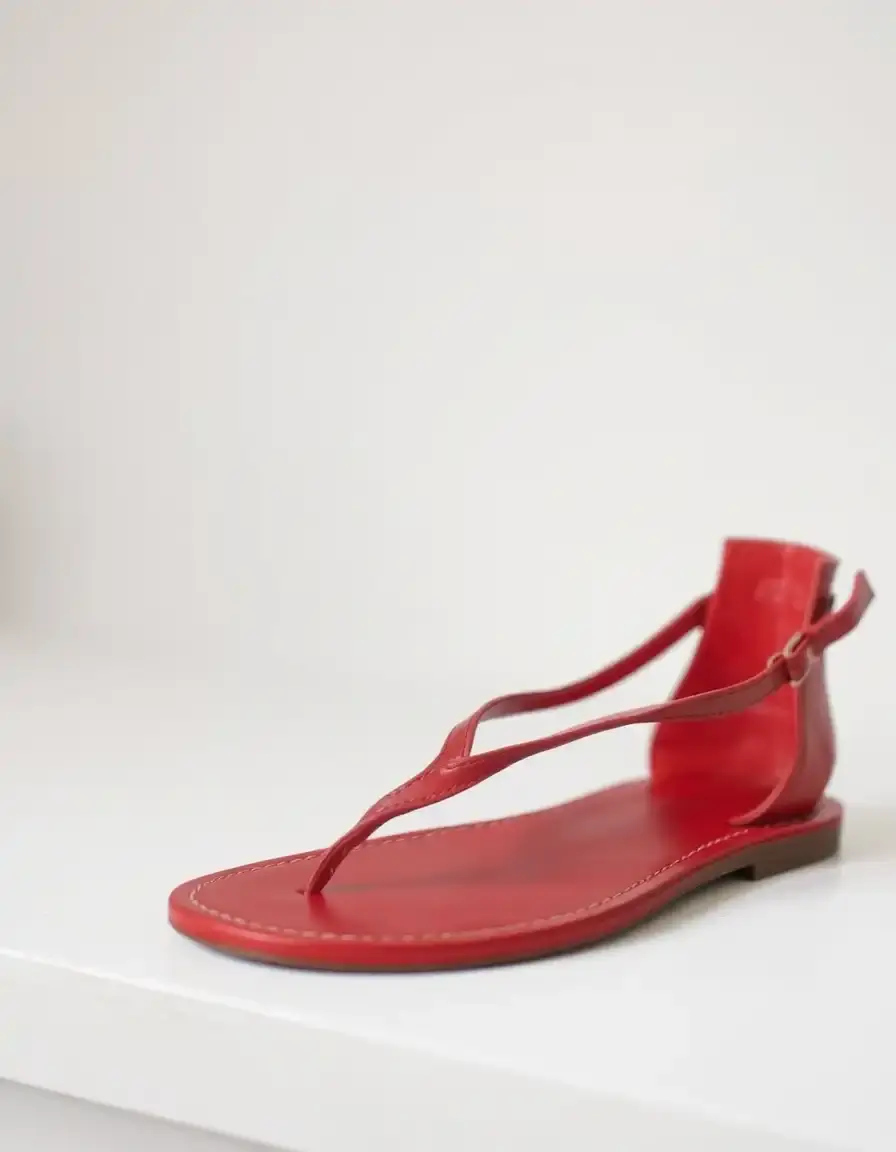 Tongs élégantes en cuir rouge pour femmes