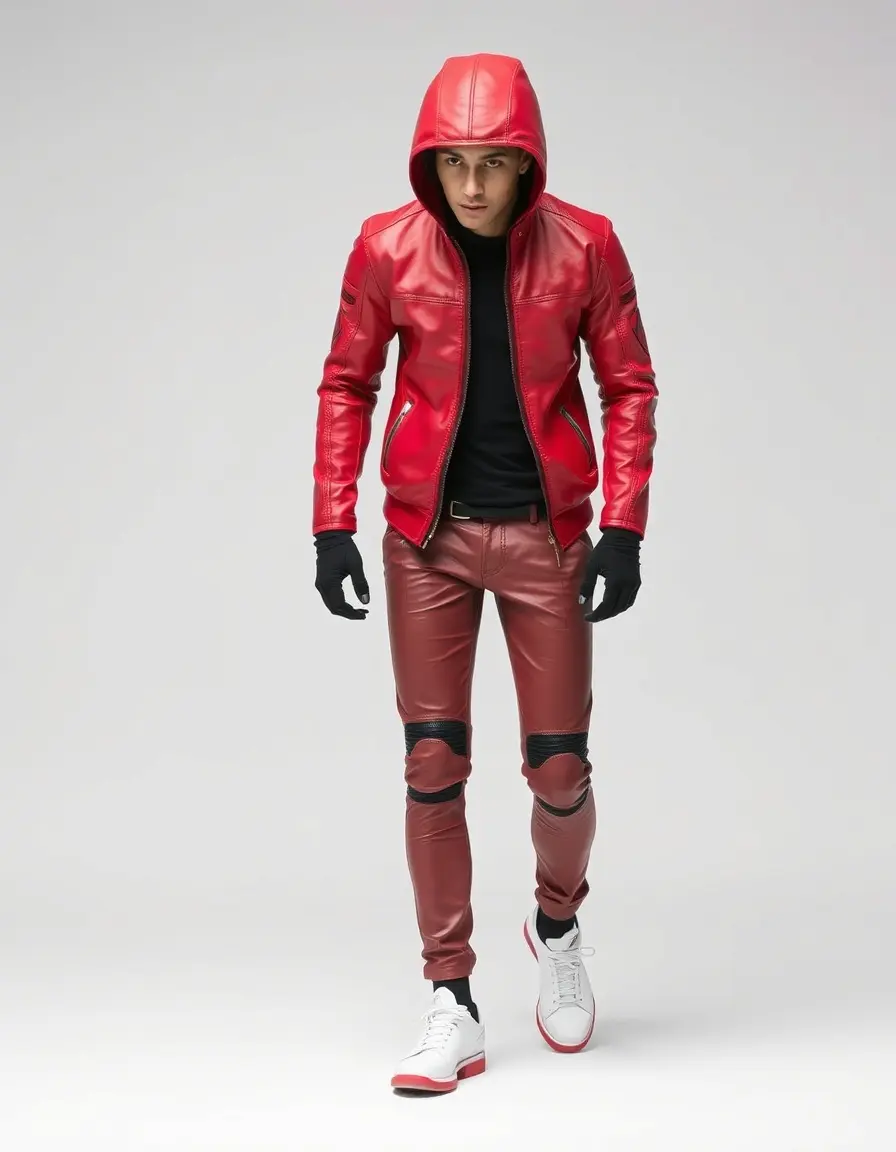 Sandales de sport en cuir rouge pour femme