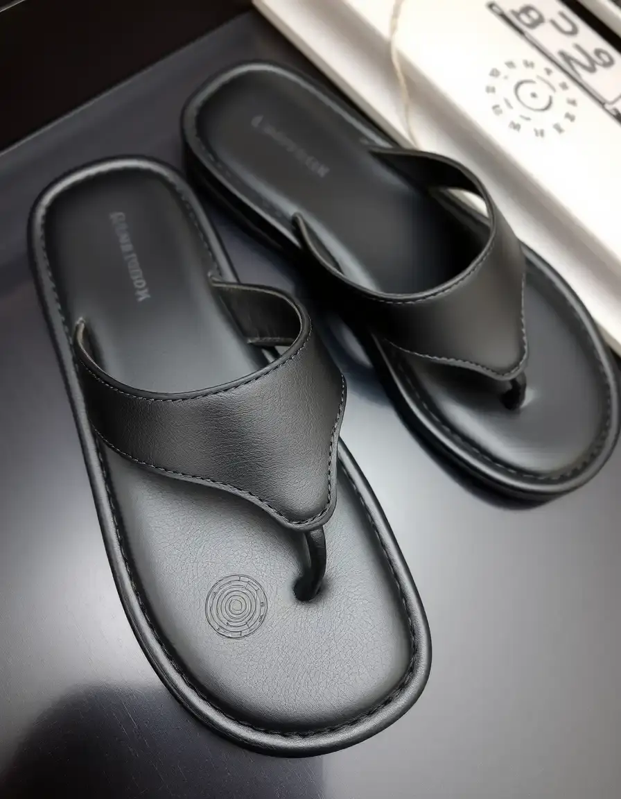 Sandales hommes cuir type tongs noires élégantes