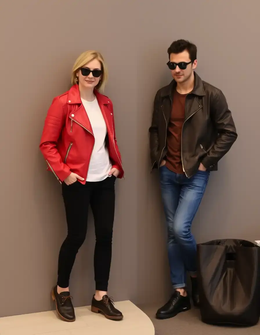 Baskets casual en cuir rouge pour femme