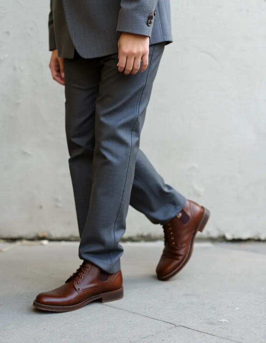 Chaussures de marche en cuir gris confortables