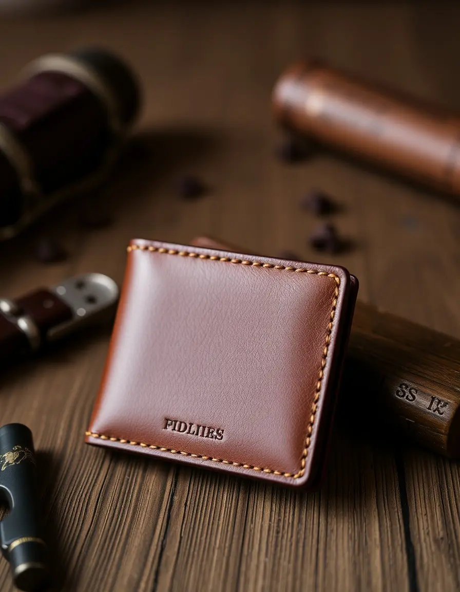 Portefeuille homme cuir trifold marron