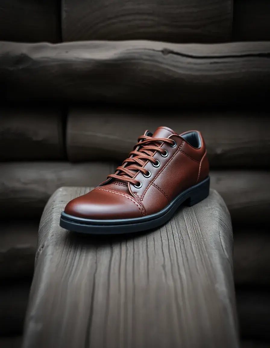Chaussures de sport en cuir marron pour homme