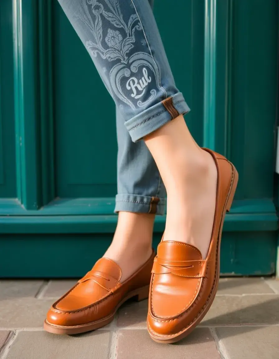 Mocassins style basket en cuir couleur tan