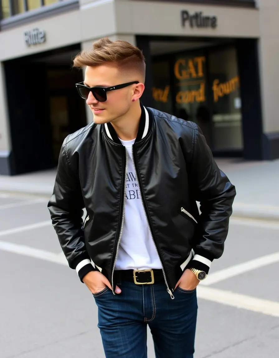 Blouson bomber homme cuir noir classique